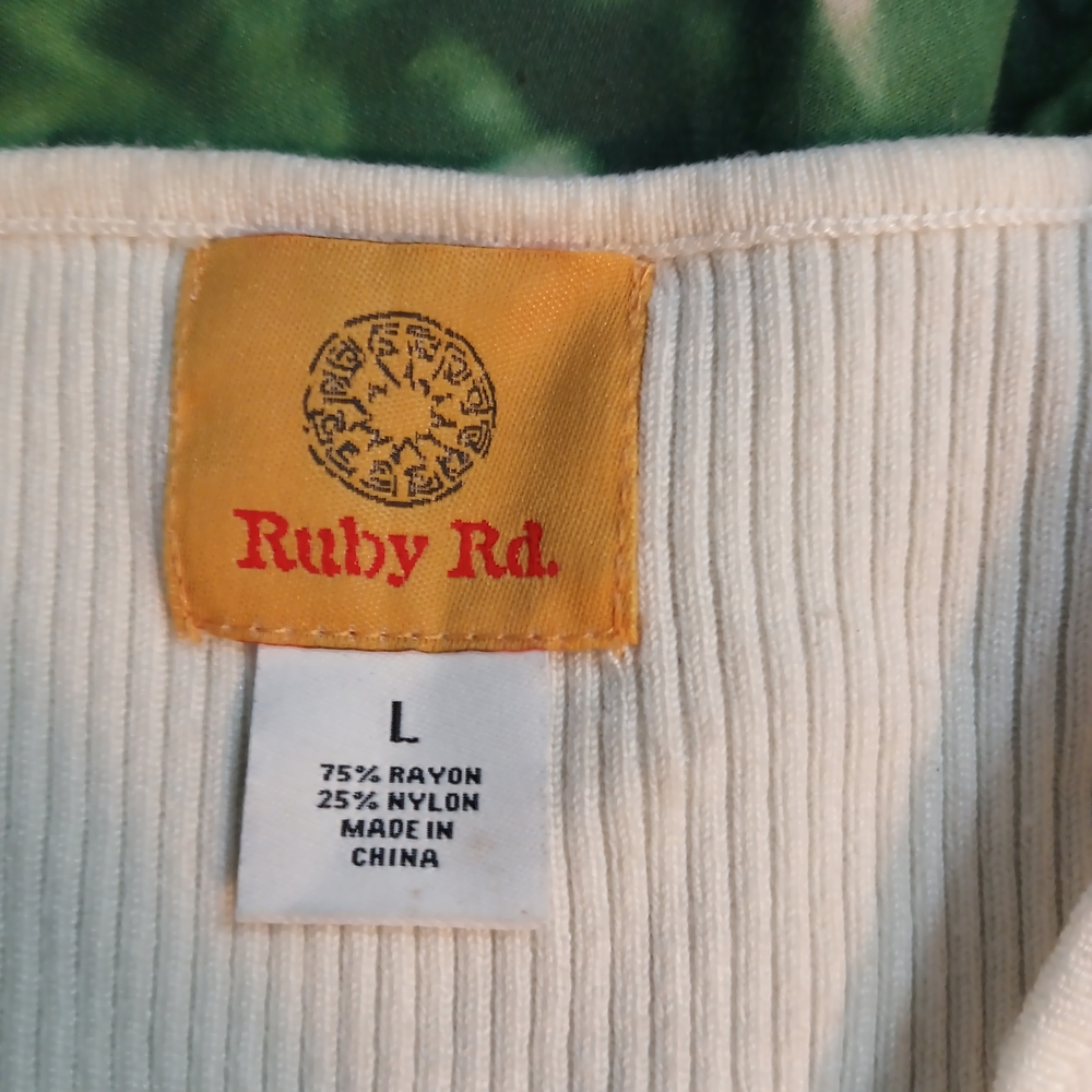 Ruby Rd. Cream Ribbed Top - Picture 2 of 2